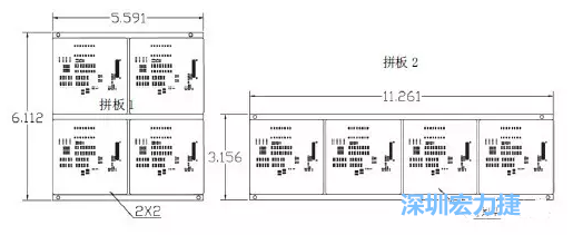 如圖9所示在兩種拼板中PCB單元的排列方式不同。拼板方式是V-CUT。這兩種拼板尺寸有明顯的的差異，將導(dǎo)致各自所需的生產(chǎn)拼板尺寸改變-深圳宏力捷