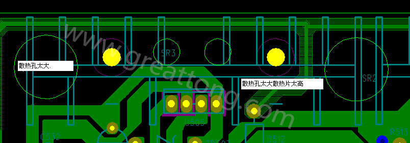 PCB設(shè)計(jì)中，散熱孔散熱片設(shè)計(jì)不當(dāng)，造成很多電源板斷裂