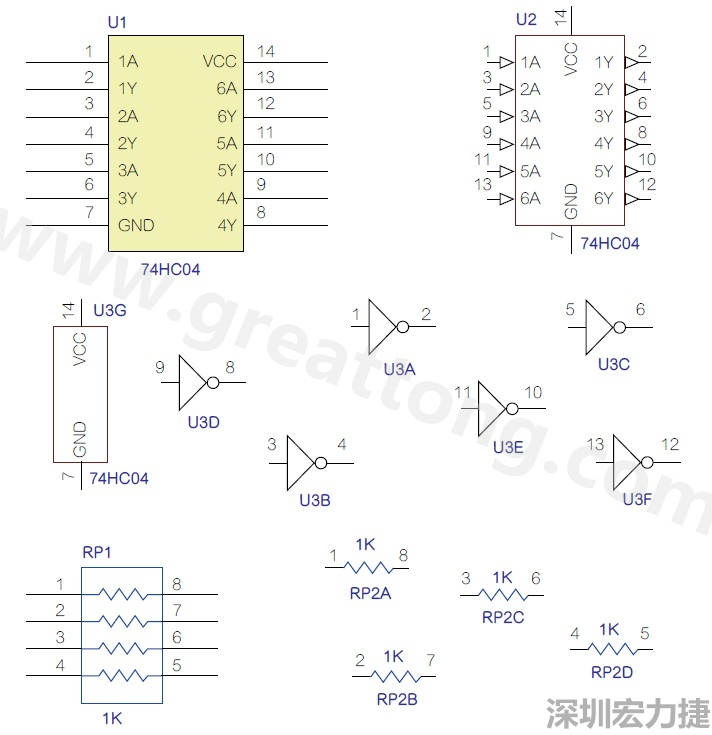 圖1 半導(dǎo)體元件供應(yīng)商所畫的電路圖符號是模擬元件的接腳圖，而非訊號流程。